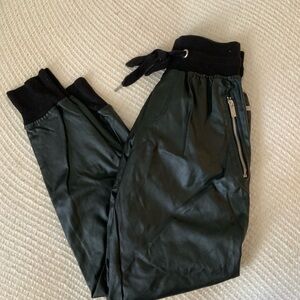 Weekend Vice x Revolve Black Leather Womens Joggers Pants Sweatpants